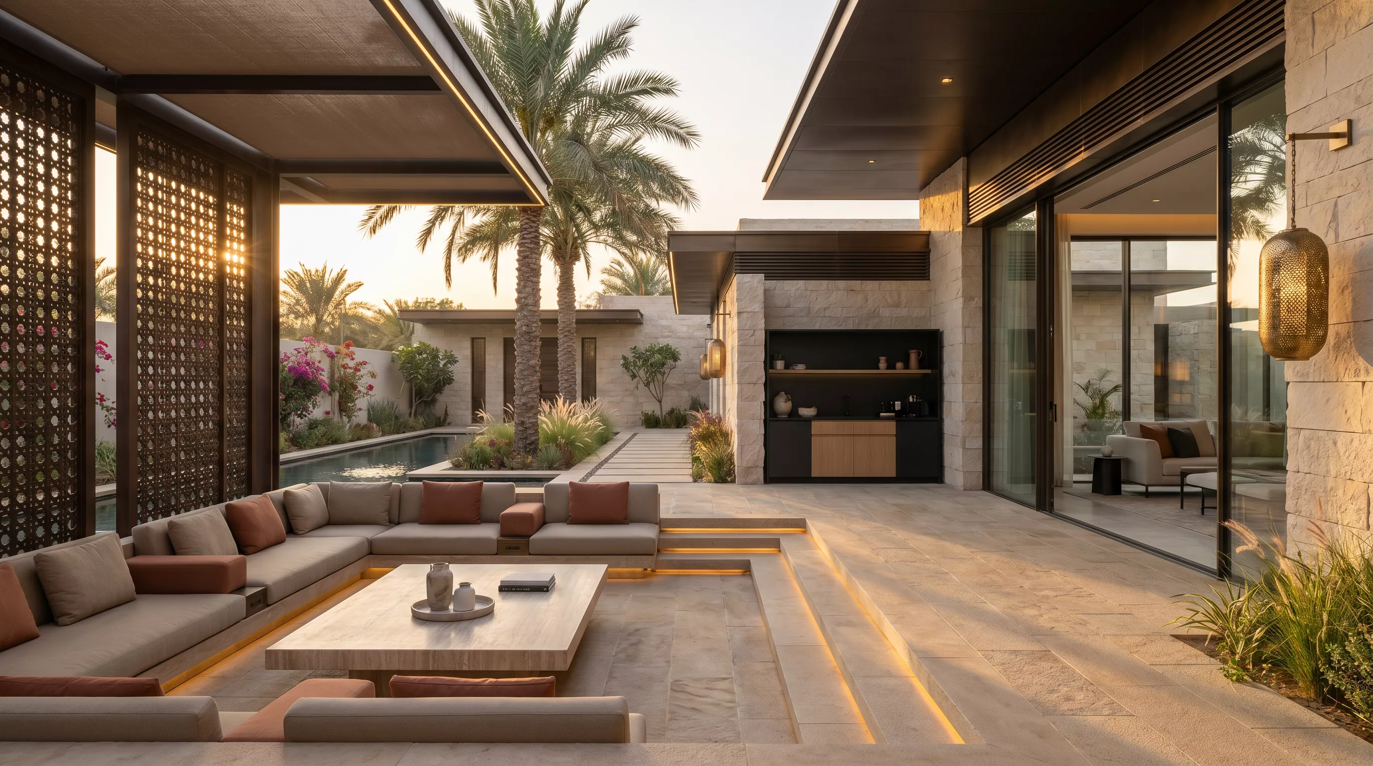 تصميم ديكور استراحة سعودية ناجحة يجمع الراحة والخصوصية والضيافة مع تخطيط عملي للمسارات